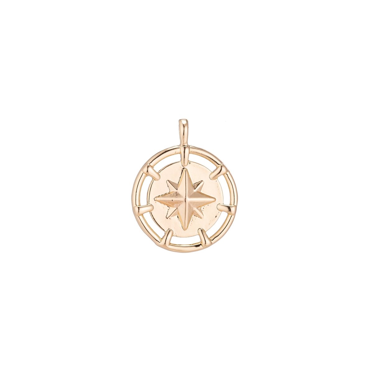Dainty 18k Gold Filled North Star Charm Starry Twinkle Starburst Coin Pendant for Layer Necklace Earring Bracelet Jewelry Making Supplies C-079 - DLUXCA