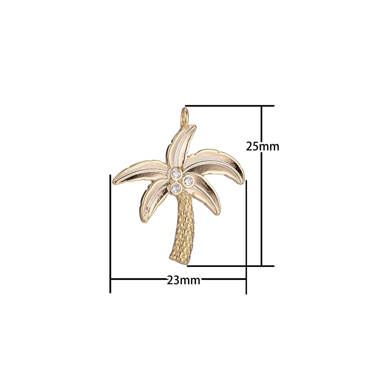 Dainty 18k Gold Filled Palm Tree Charm Tiny Coconut Tree Charm in CZ Charm for Bracelet Necklace Earring MakingC-348 - DLUXCA