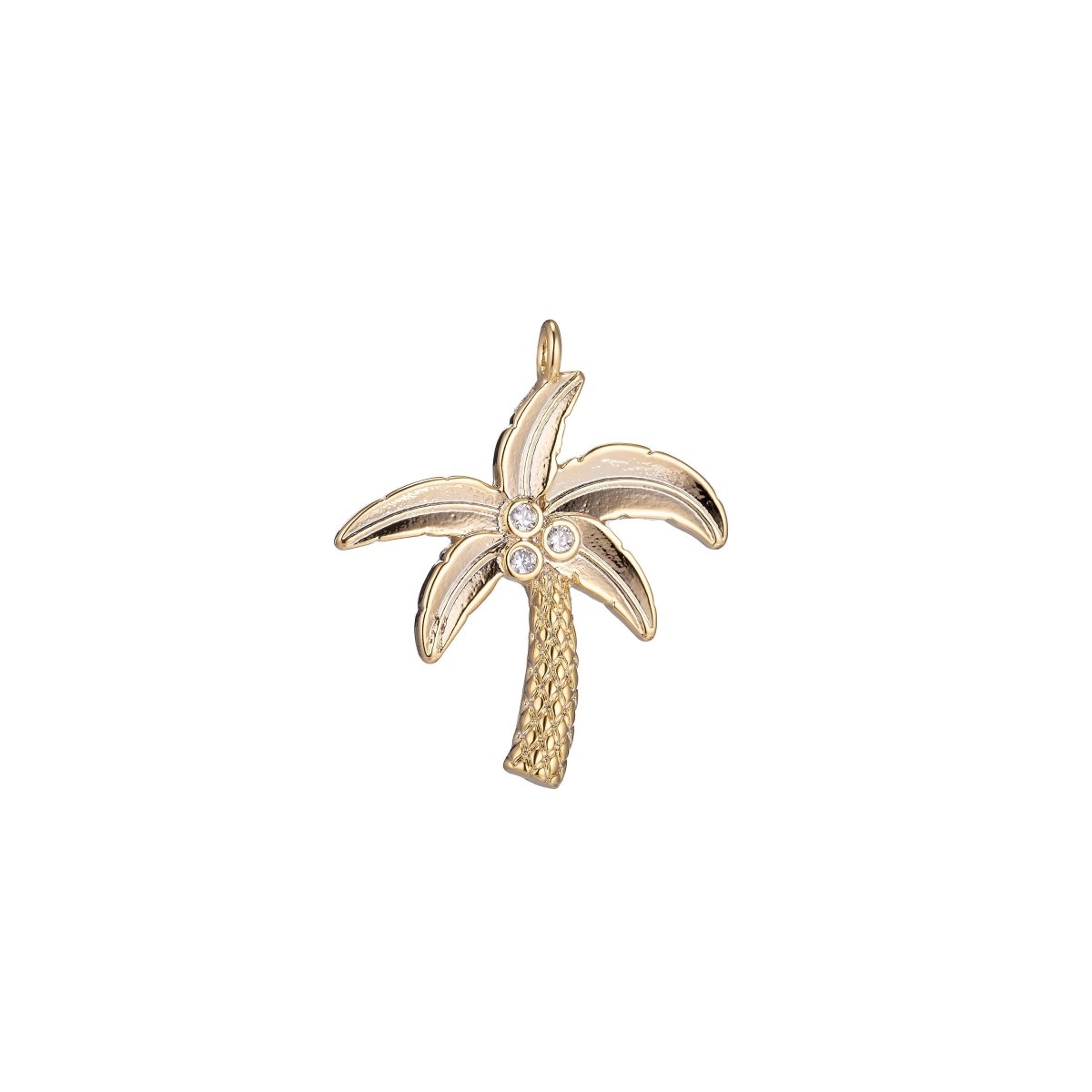 Dainty 18k Gold Filled Palm Tree Charm Tiny Coconut Tree Charm in CZ Charm for Bracelet Necklace Earring MakingC-348 - DLUXCA
