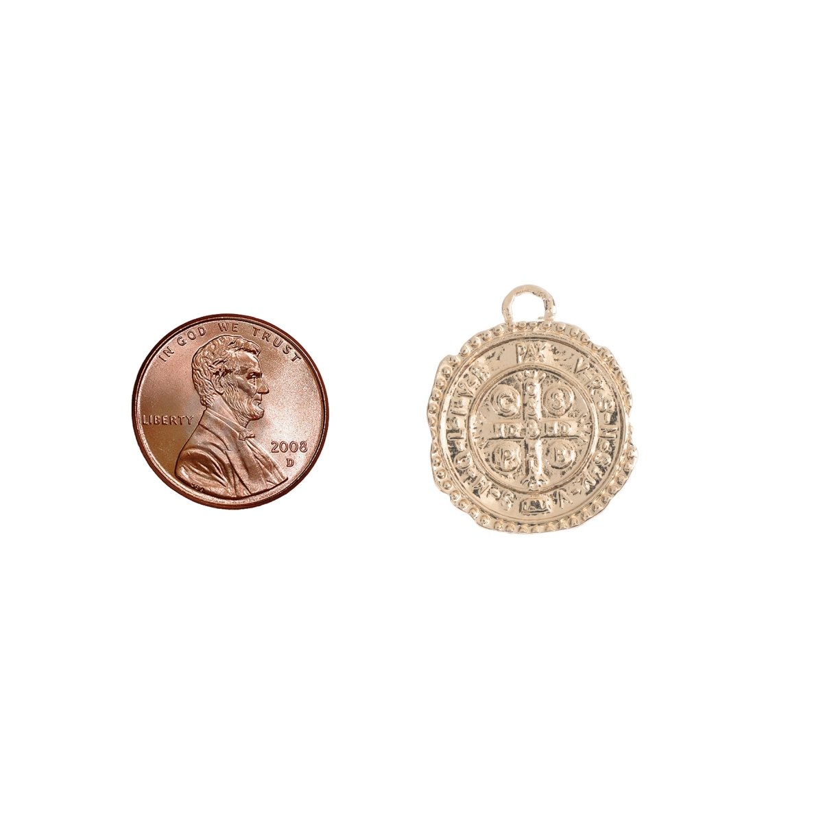 Dainty 18k Gold Filled Rustic Cross Coin Charm Vintage Medallion for Bracelet Necklace Pendant Earring Findings for Jewelry Making C-238 - DLUXCA