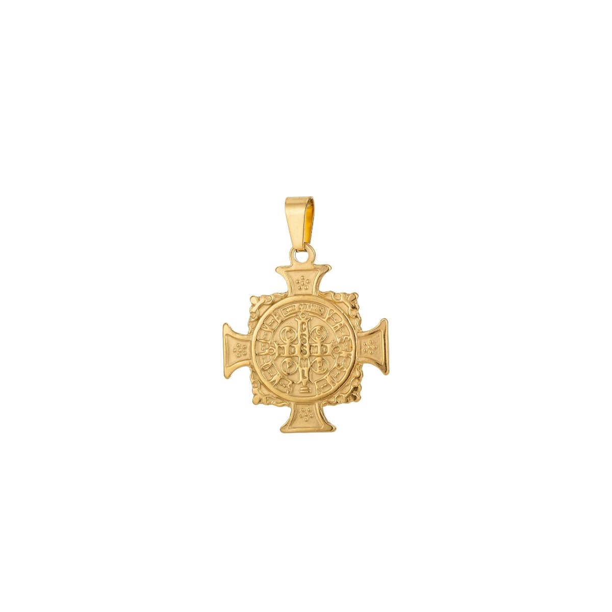 Dainty 18k Gold Filled Saint Benedict Cross Charm Medallion antiquity Pendant Double Sided for Necklace Jewelry Making J-554 J-608 - DLUXCA