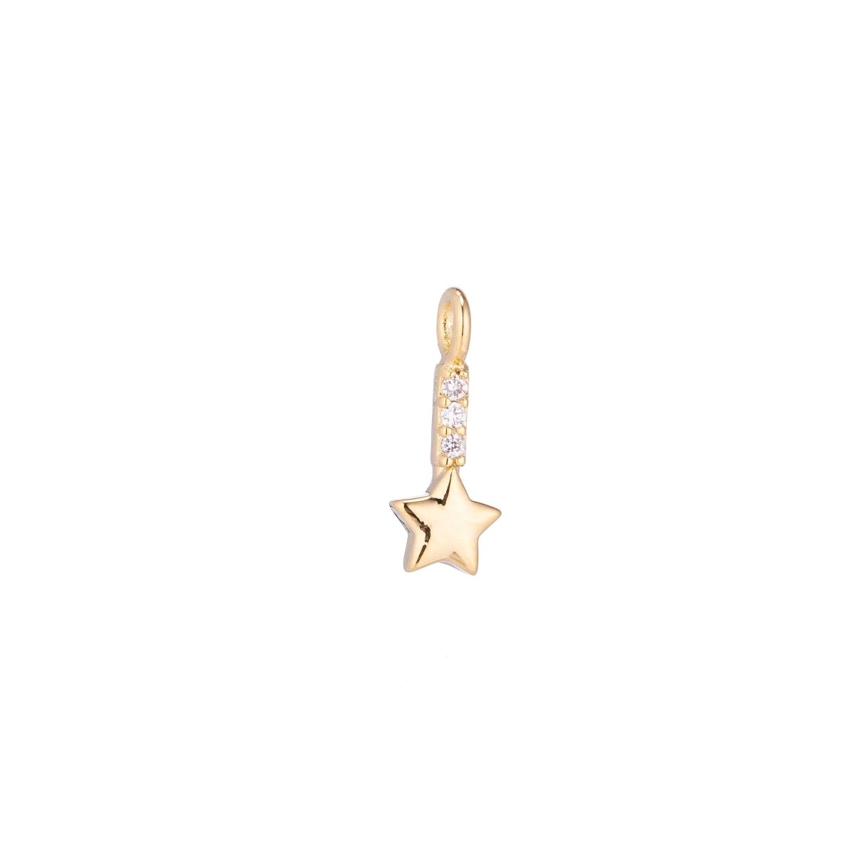 Dainty 18K Gold Filled Shining Twinkle Fallin Star Cubic Zirconia Charm Necklace Pendant Earring Bracelet Findings for Jewelry Making C-152 - DLUXCA