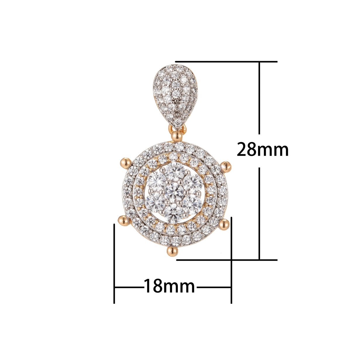 Dainty 18k Gold Filled Ship Wheel Charms Micro Pave Helm Charms for Necklace Pendants Nautical Jewelry - DLUXCA