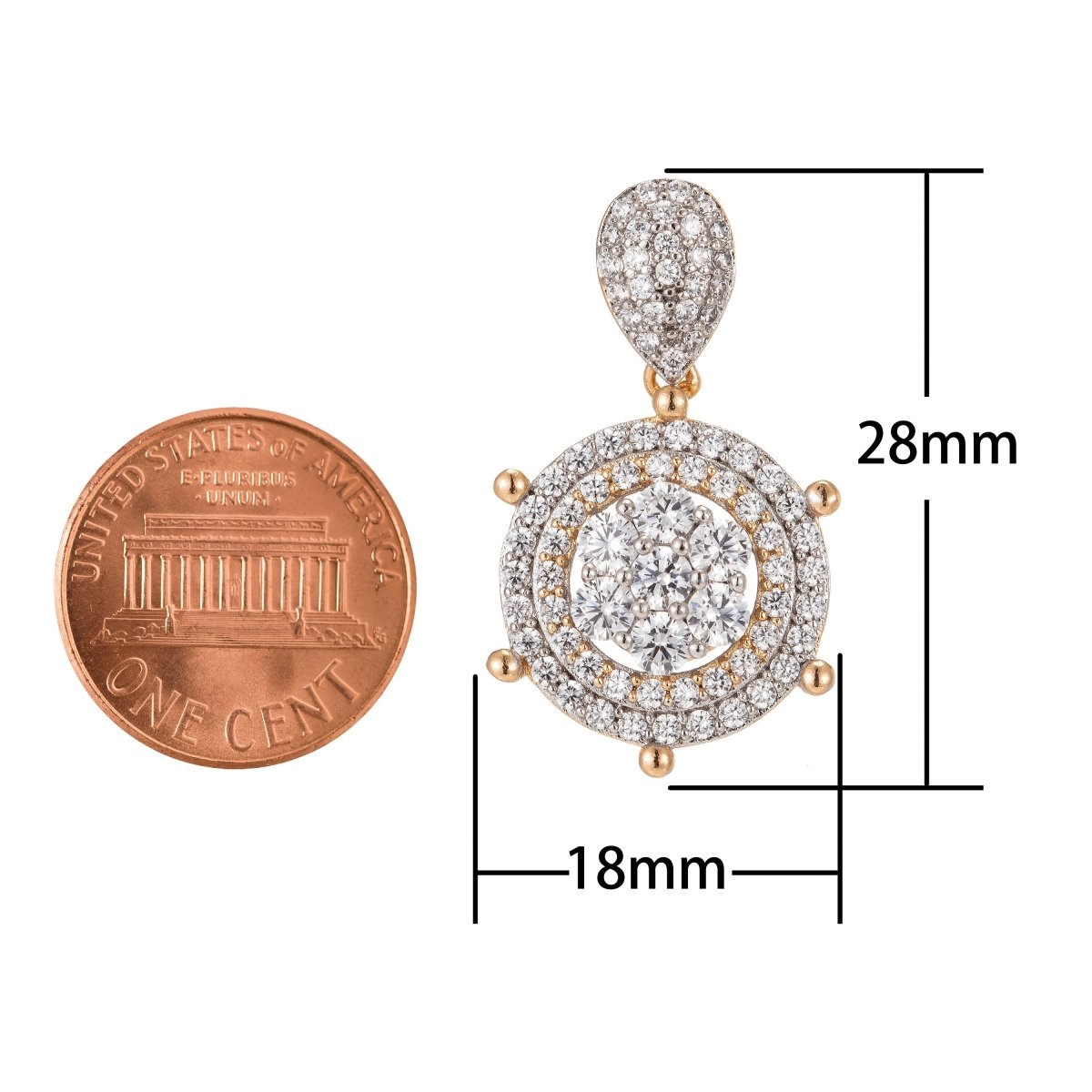 Dainty 18k Gold Filled Ship Wheel Charms Micro Pave Helm Charms for Necklace Pendants Nautical Jewelry - DLUXCA