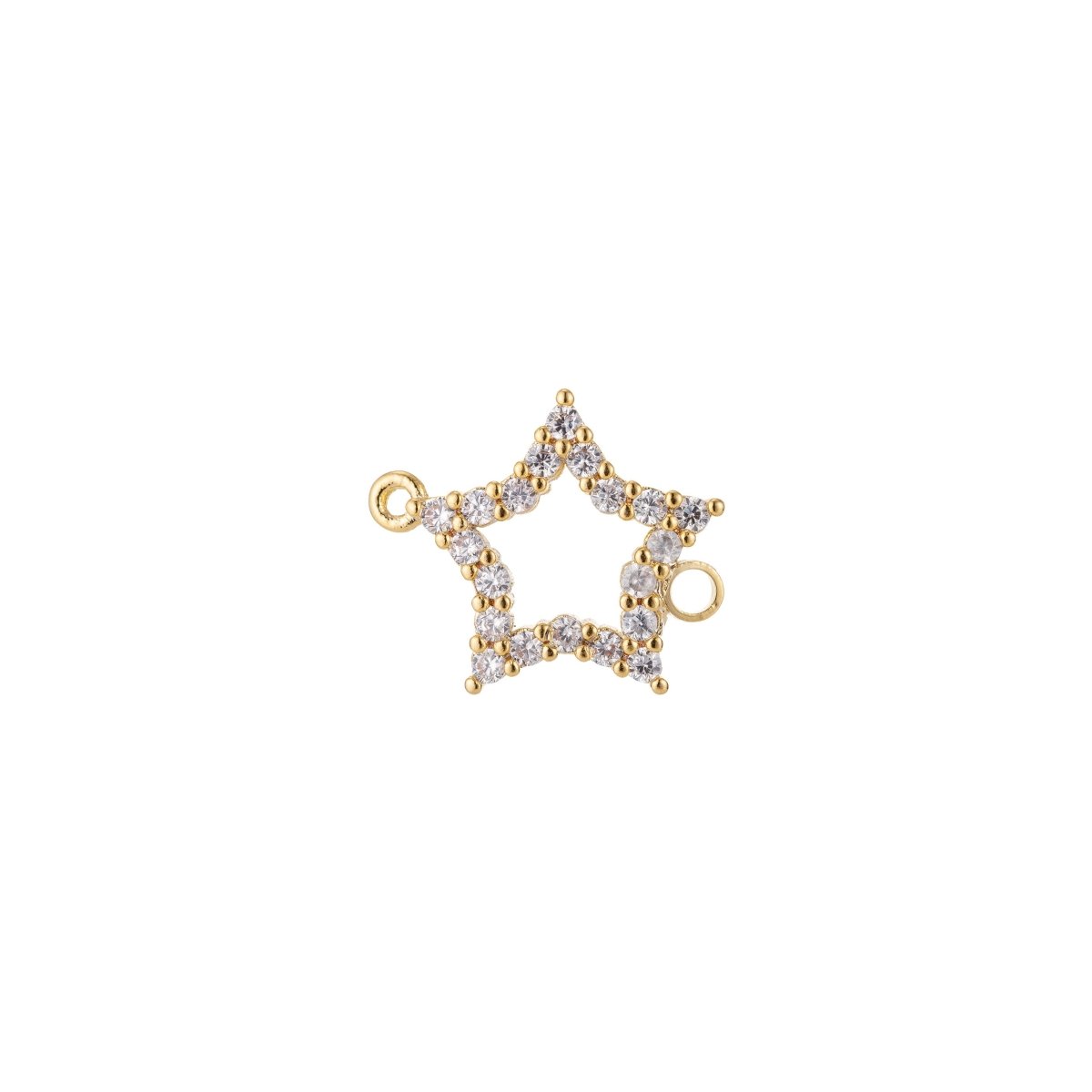 Dainty 18k Gold Filled Star Charm, Micro Pave Star Connector CZ Cubic Zirconia Crystals for Bracelet Necklace Earring Charm Pendant F-773 - DLUXCA