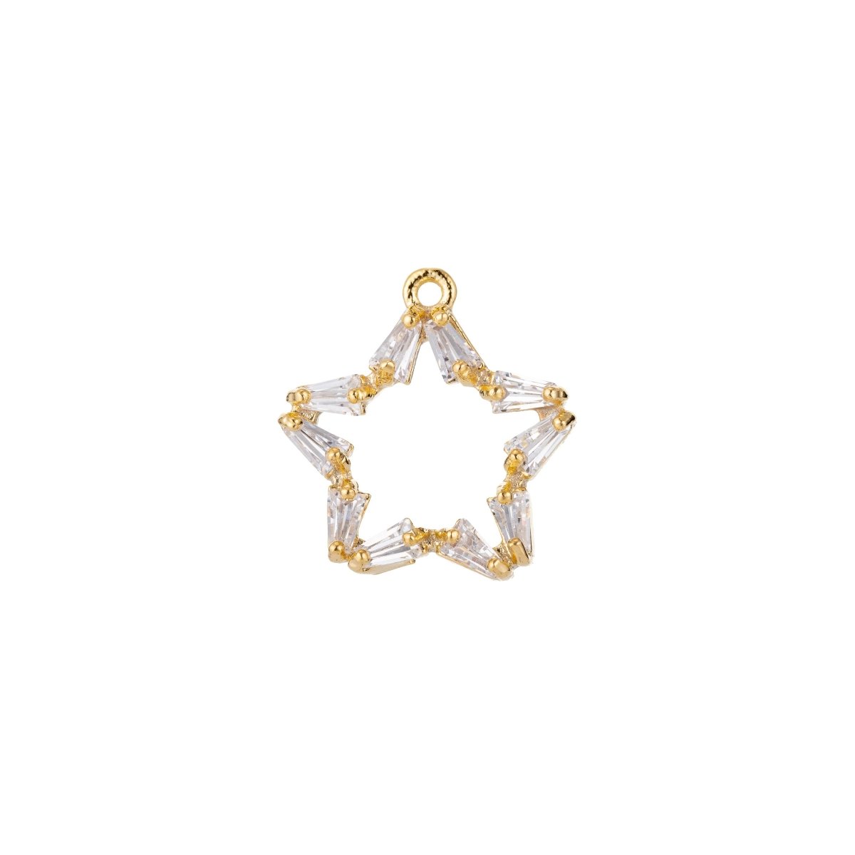 Dainty 18k Gold Filled Star Charm Tiny Charm in Baguette Star Shape Celestial Charm for Bracelet Necklace Earring MakingC-361 - DLUXCA