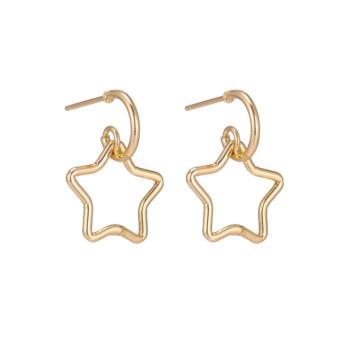 Dainty 18k Gold Filled Star Earrings, Celestial Earrings, Geometric Huggie Earring Making Supply Findings for Jewelry Making Supplies K-027 - DLUXCA