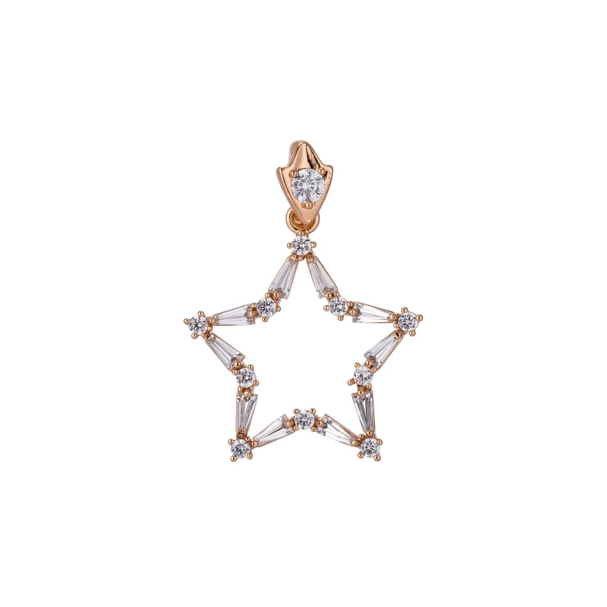 Dainty 18k Gold Filled Star Pendant Star CZ Charm gold fill Star Pendant Jewelry Micro Pave H-884 - DLUXCA