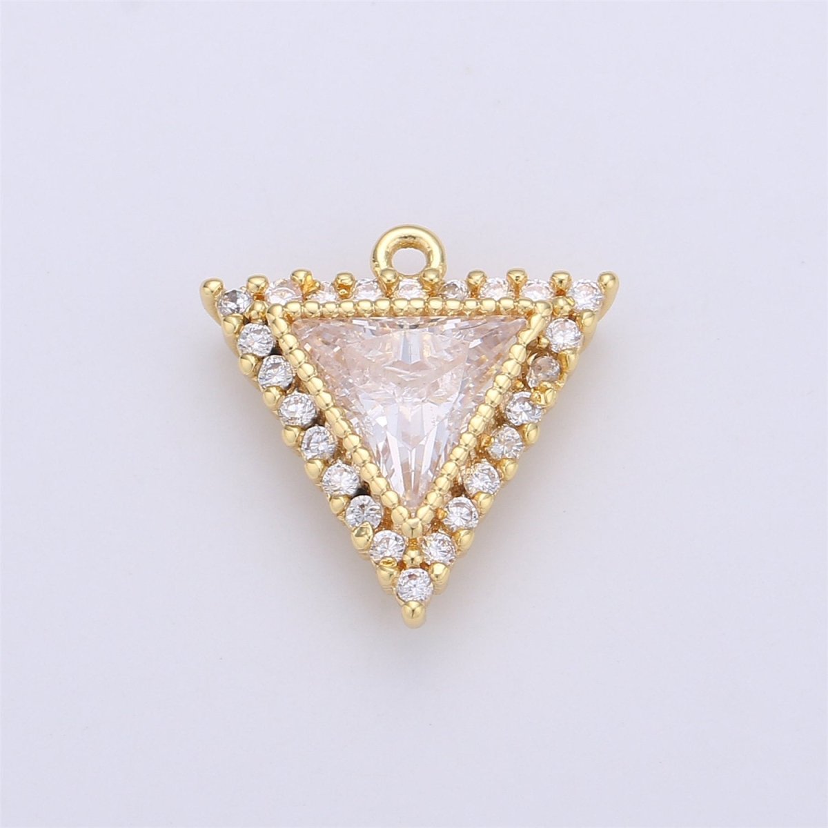 Dainty 18K Gold Filled Triangle Charm Micro Pave Pyramid Cubic Charm Bracelet Necklace Earring Charm Component Jewelry Making Supply C-650 - DLUXCA