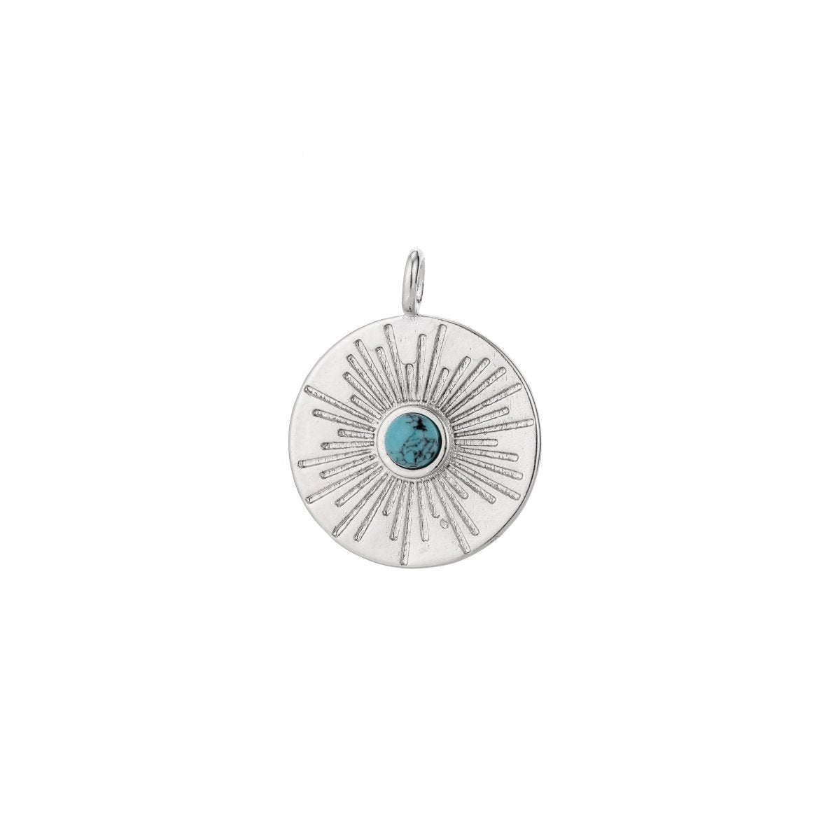 Dainty 18K Gold Filled / White Gold Sun Sunburst Coin Charm Turquoise / White Howlite Charm for Earring Necklace Jewelry Making Supplies C-271 C-272 C-303 D-778 - DLUXCA