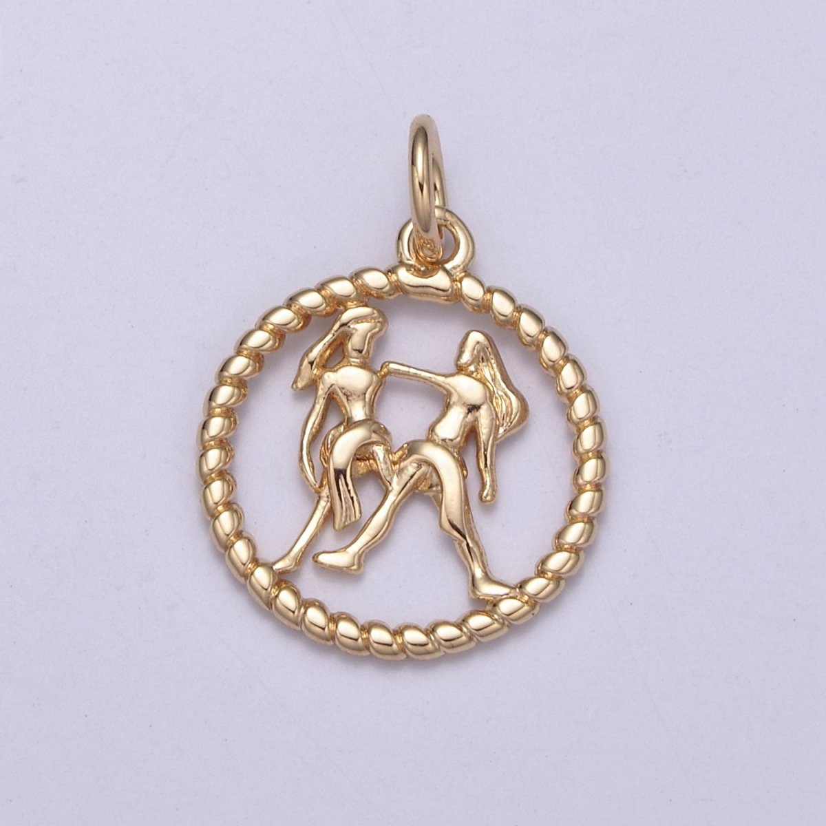 Dainty 18K Gold Filled Zodiac Horoscope Open Rope Edge Coin Charm | A-863-A-875 - DLUXCA