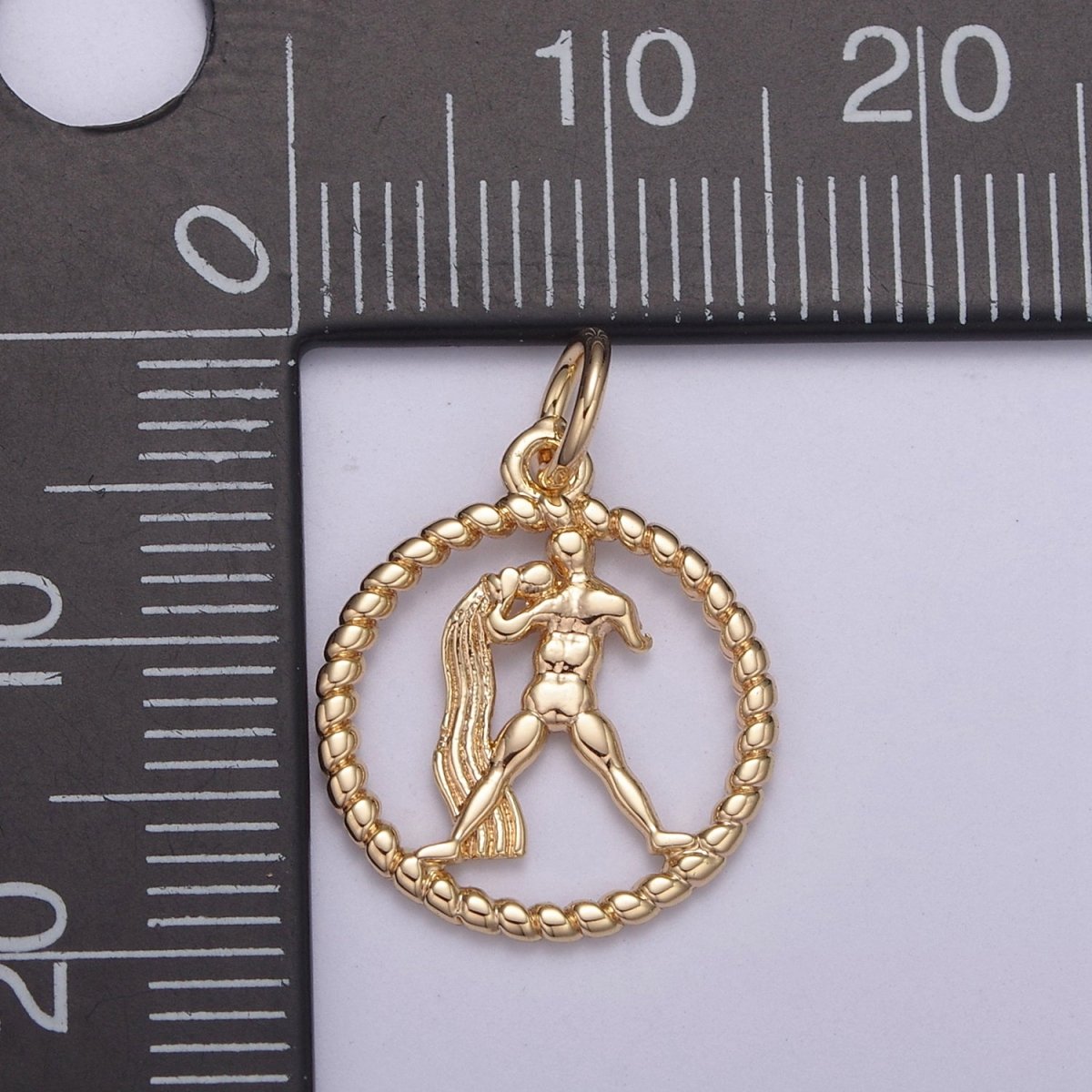 Dainty 18K Gold Filled Zodiac Horoscope Open Rope Edge Coin Charm | A-863-A-875 - DLUXCA