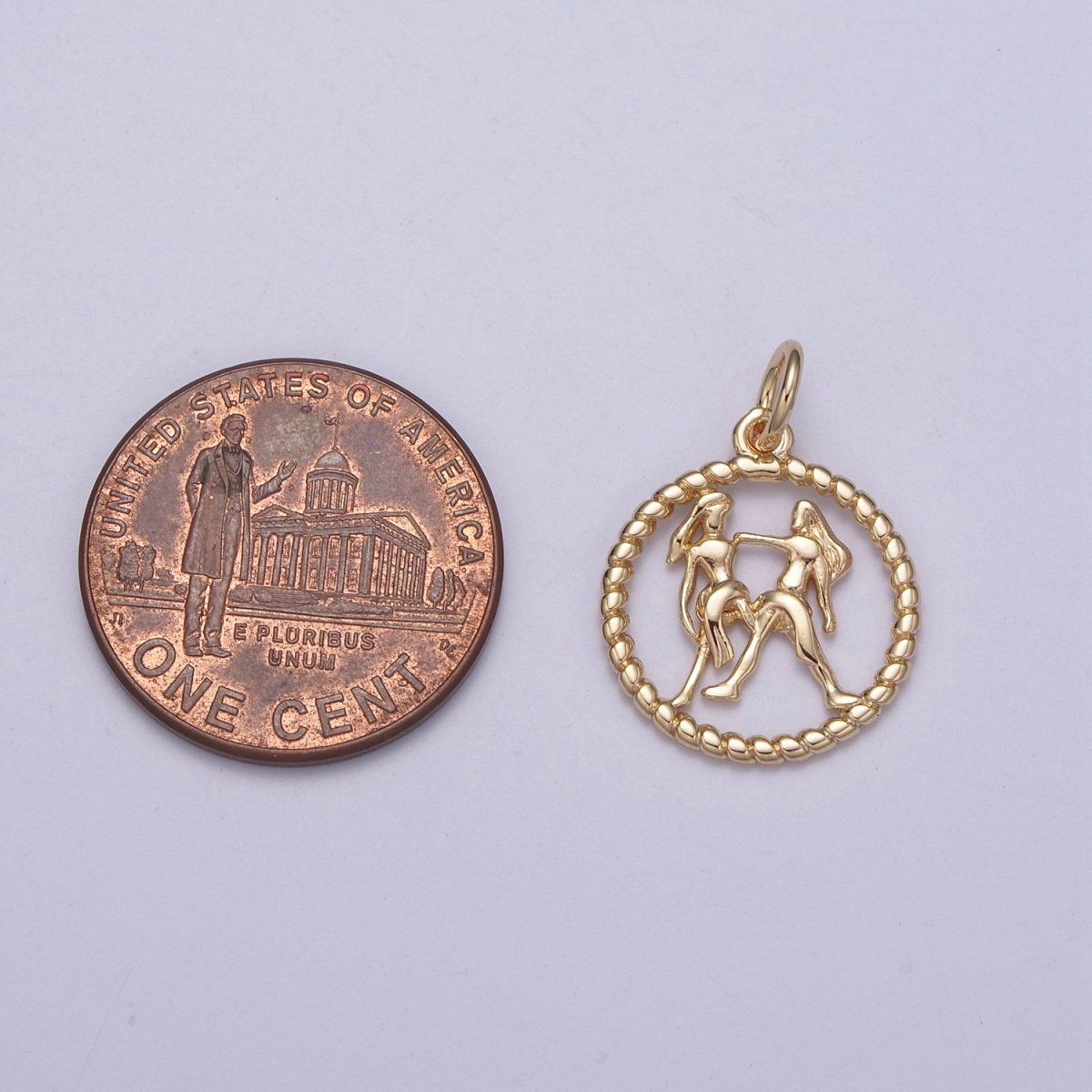 Dainty 18K Gold Filled Zodiac Horoscope Open Rope Edge Coin Charm | A-863-A-875 - DLUXCA