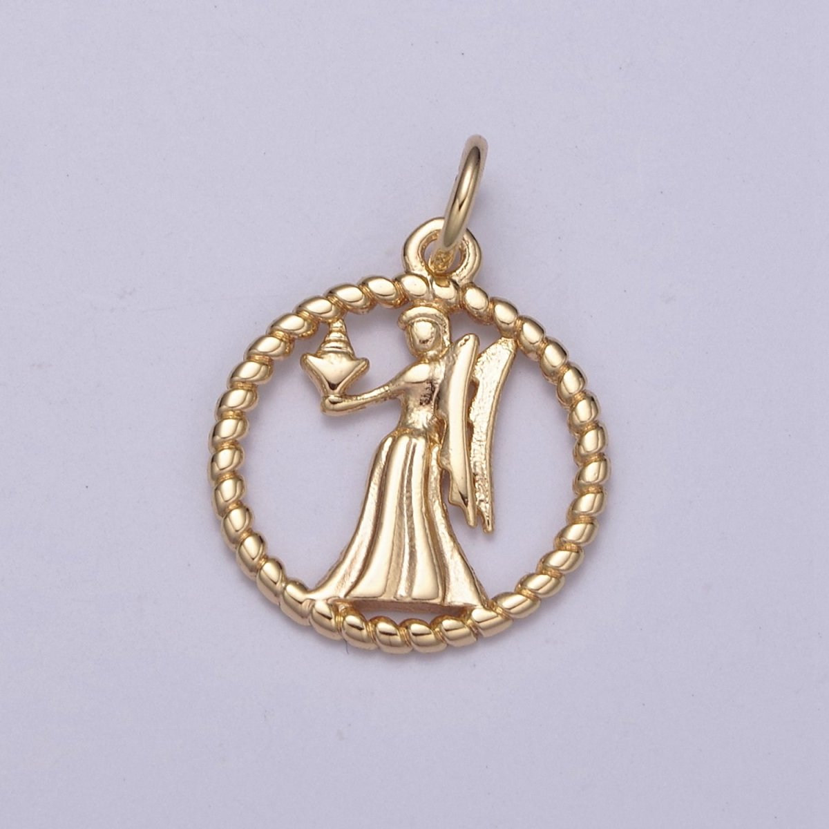 Dainty 18K Gold Filled Zodiac Horoscope Open Rope Edge Coin Charm | A-863-A-875 - DLUXCA