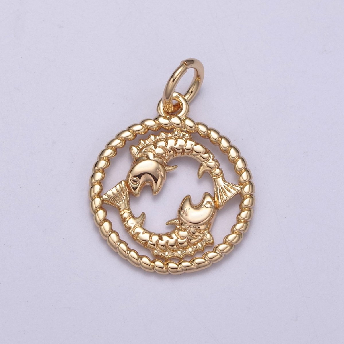 Dainty 18K Gold Filled Zodiac Horoscope Open Rope Edge Coin Charm | A-863-A-875 - DLUXCA