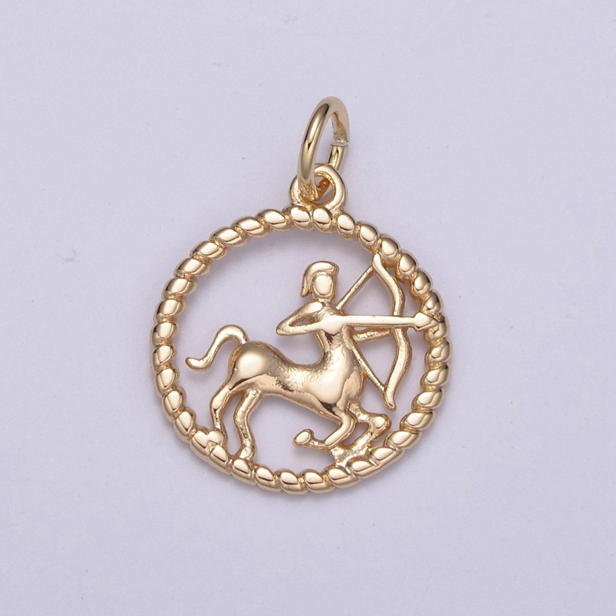 Dainty 18K Gold Filled Zodiac Horoscope Open Rope Edge Coin Charm | A-863-A-875 - DLUXCA