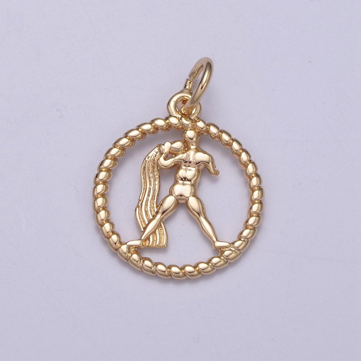 Dainty 18K Gold Filled Zodiac Horoscope Open Rope Edge Coin Charm | A-863-A-875 - DLUXCA