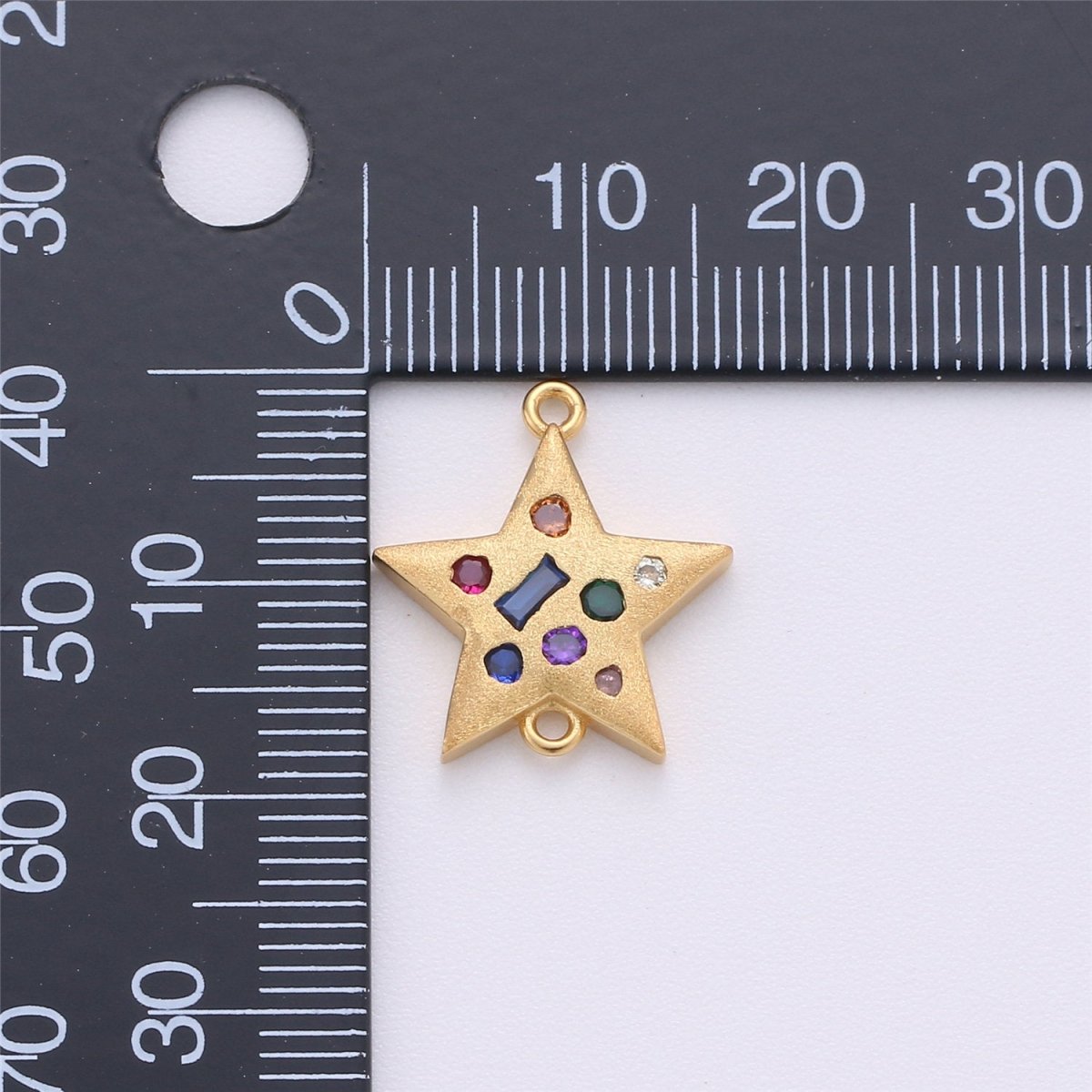 Dainty 18K Star Connector Charm, Gold Filled Star Bracelet Connector, Multi-Color CZ Stone, 20mmx14mm For Layer Necklace Earring Bracelet F-209 - DLUXCA