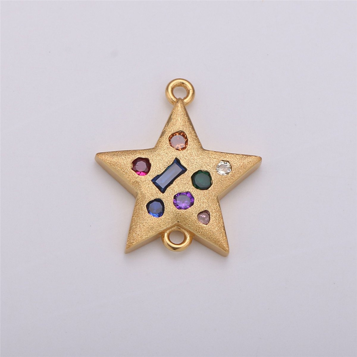 Dainty 18K Star Connector Charm, Gold Filled Star Bracelet Connector, Multi-Color CZ Stone, 20mmx14mm For Layer Necklace Earring Bracelet F-209 - DLUXCA