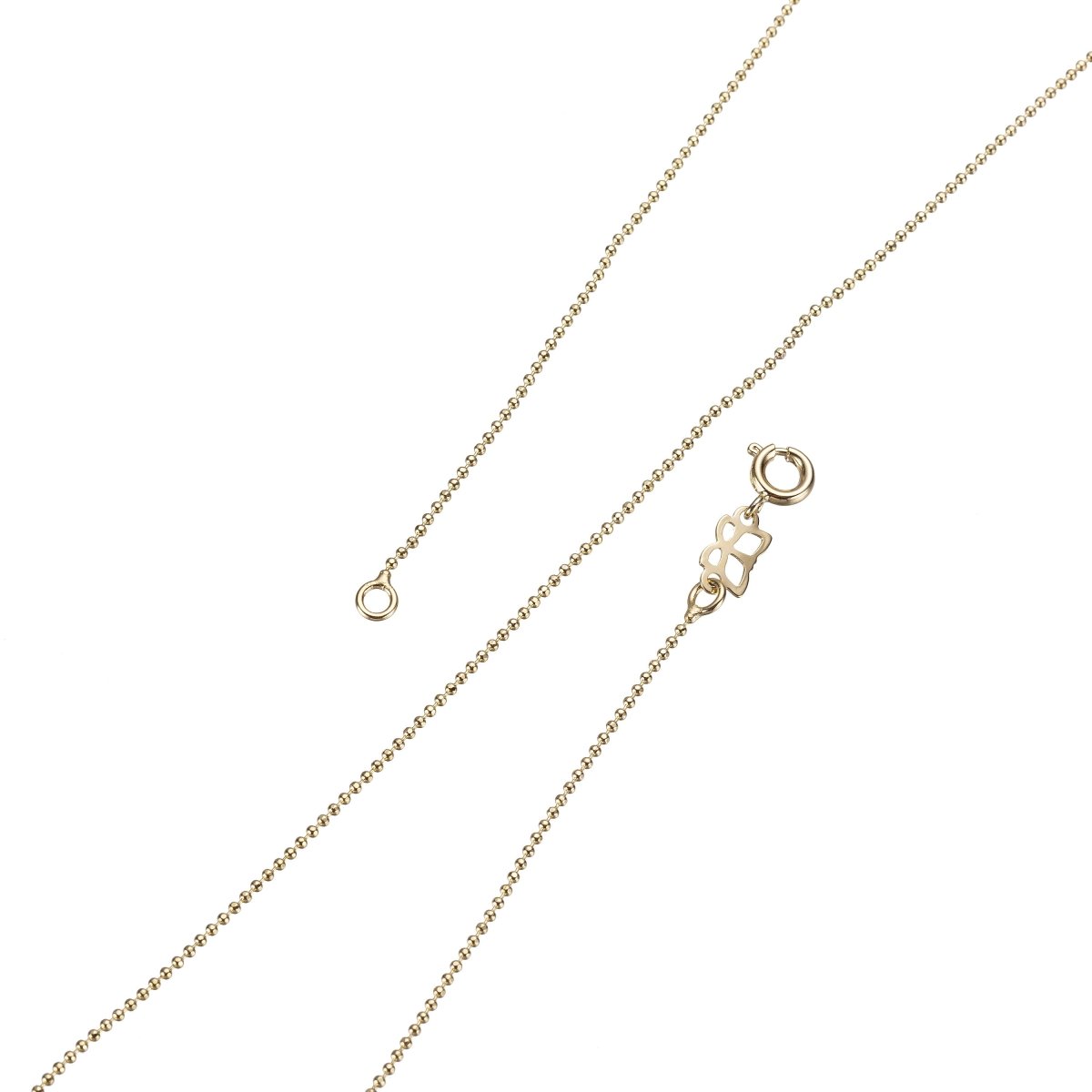 Dainty 1mm Beads Chain Necklace - 14K Gold Filled Bead Necklace - 17.75 Inches Layering Bead Necklace w/Spring Ring | CN-227 - DLUXCA