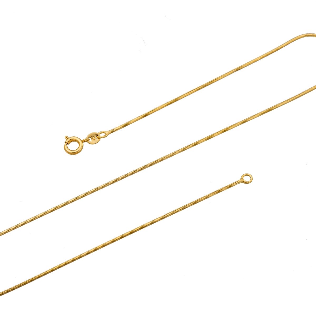 Dainty 1mm Omega Chain, 24K Gold Plated Omega Chain Necklace, 17.5 Inches Omega Necklace w/ Spring Rings | CN-173 Clearance Pricing - DLUXCA