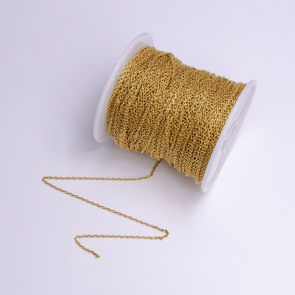 Dainty 24K Gold Filled 1.4mm Rolo Cable Unfinished Chain For Jewelry Making | ROLL-1367 - DLUXCA