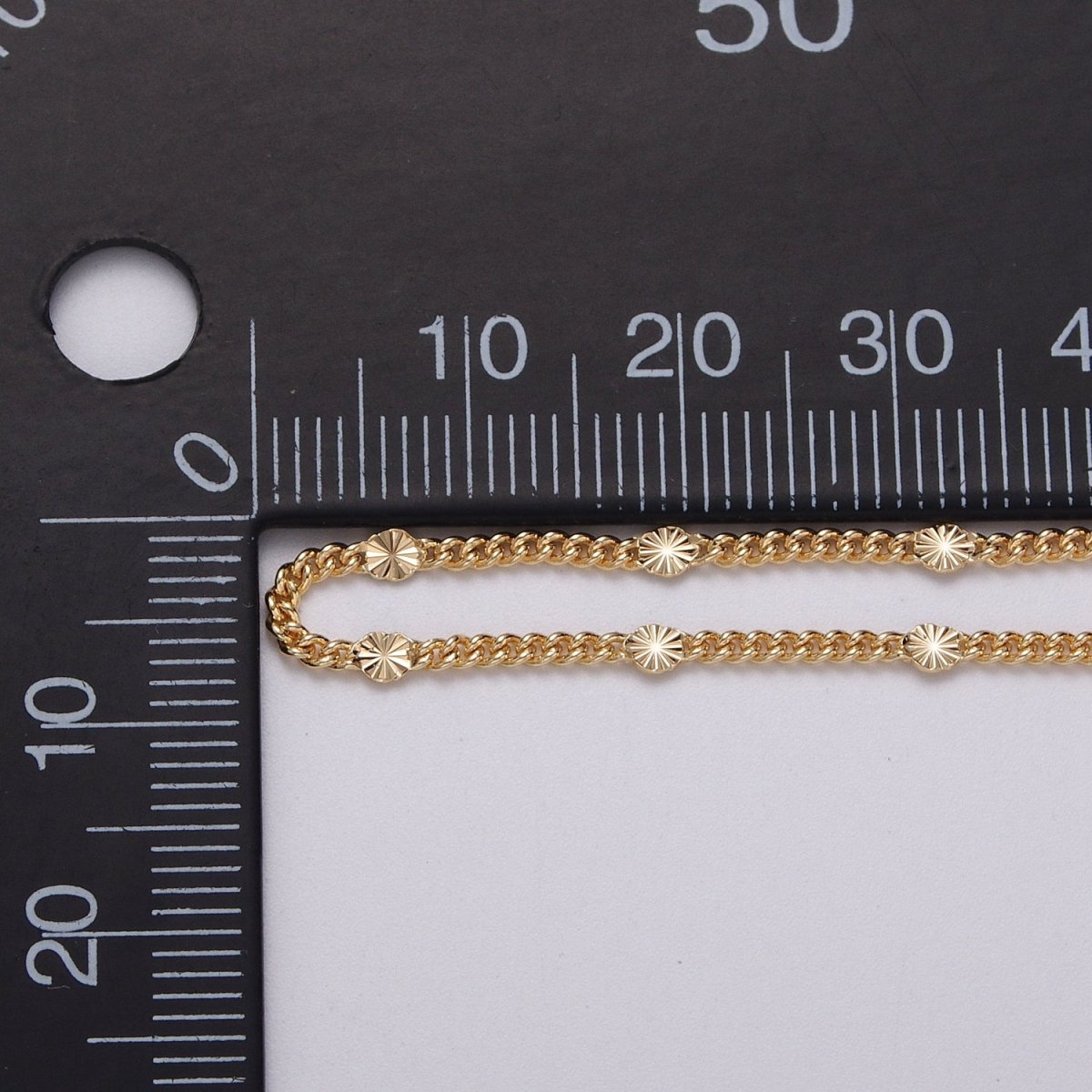 Dainty 24k Gold Filled 1.5mm Curb Sunburst Link Unique Unfinished Chain by Yard in Gold & Silver | ROLL-1030, ROLL-1093 Clearance Pricing - DLUXCA