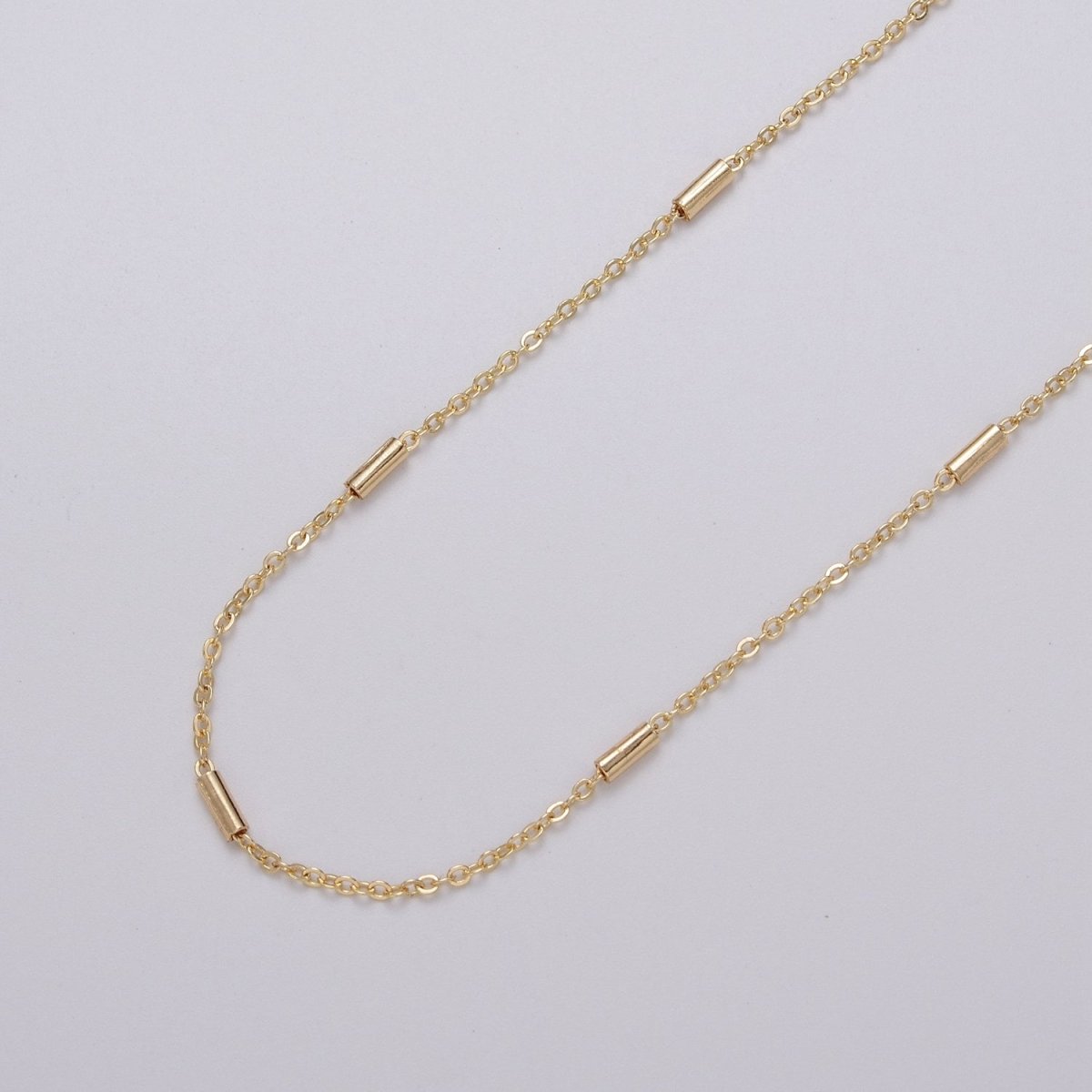 Dainty 24K Gold Filled 1.5mm Unique Cable Tube Unfinished Chain by Yard in Gold & Silver | ROLL-1035, ROLL-1090 Clearance Pricing - DLUXCA