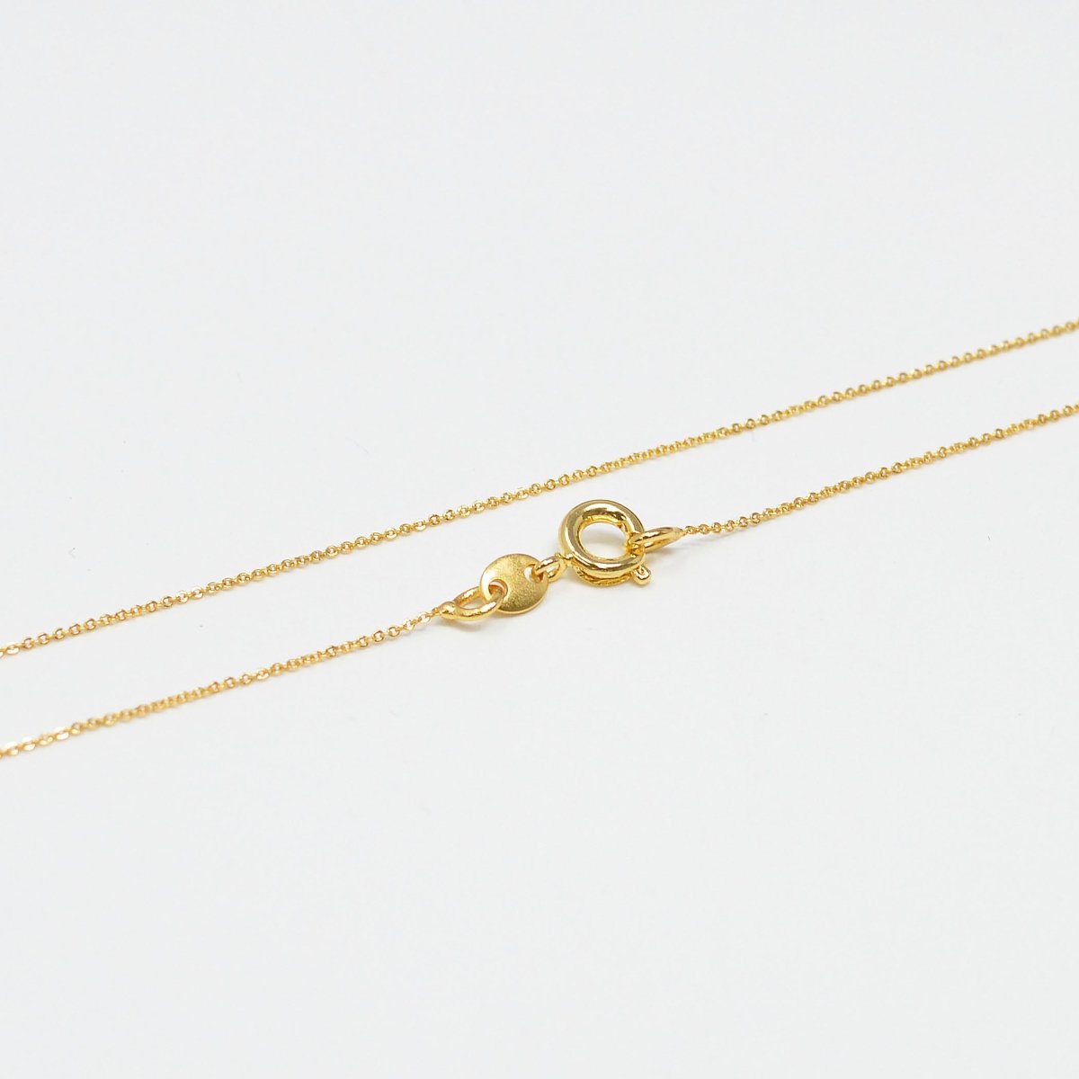 Dainty 24K Gold Filled 1mm Rolo Cable 18 Inch Chain Necklace w/ Spring Ring | CN-989 - DLUXCA