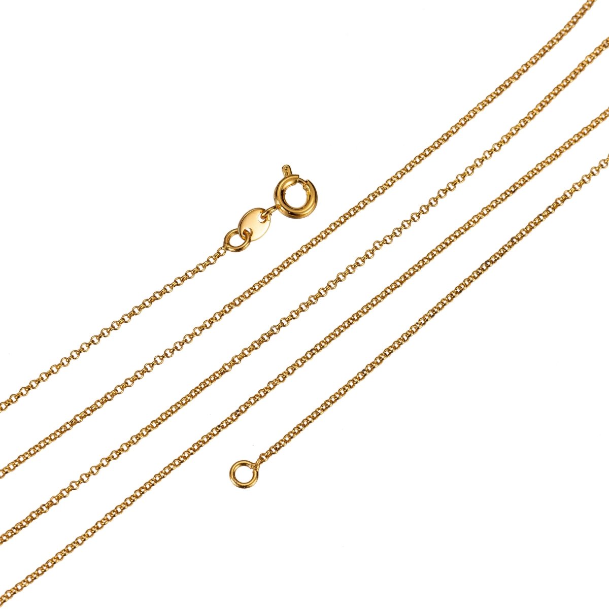 Dainty 24k Gold Filled 1mm Rolo Finished Chain 23.5 inch for Long Necklace Making Small Simple Minimalist Delicate Chain Necklace | CN-425 Clearance Pricing - DLUXCA
