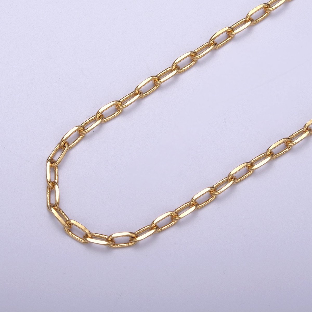 Dainty 24K Gold Filled 6.5X3.3mm PaperClip Chain, Unfinished Paperclip Cable Chain For Jewelry Making Supply Component | ROLL-657 Clearance Pricing - DLUXCA