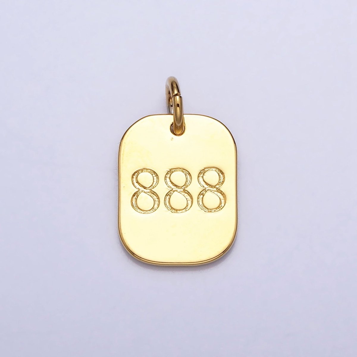 Dainty 24K Gold Filled Angel Number Numerology Engraved Small Military Tag Charm add on Pendant | AD087 - AA096 - DLUXCA