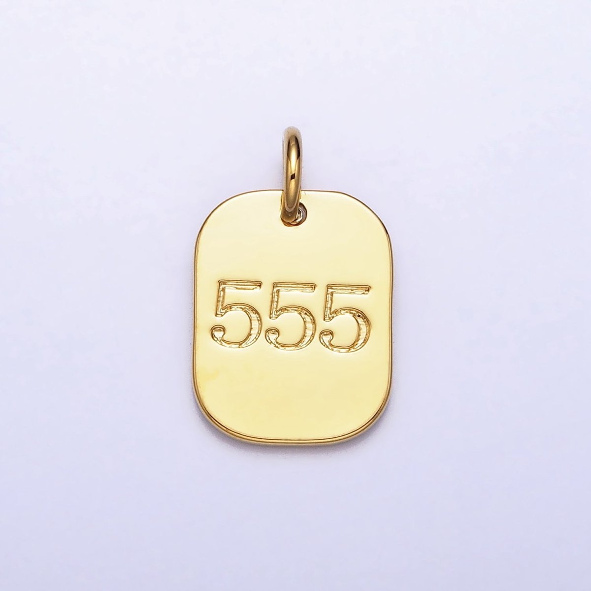 Dainty 24K Gold Filled Angel Number Numerology Engraved Small Military Tag Charm add on Pendant | AD087 - AA096 - DLUXCA