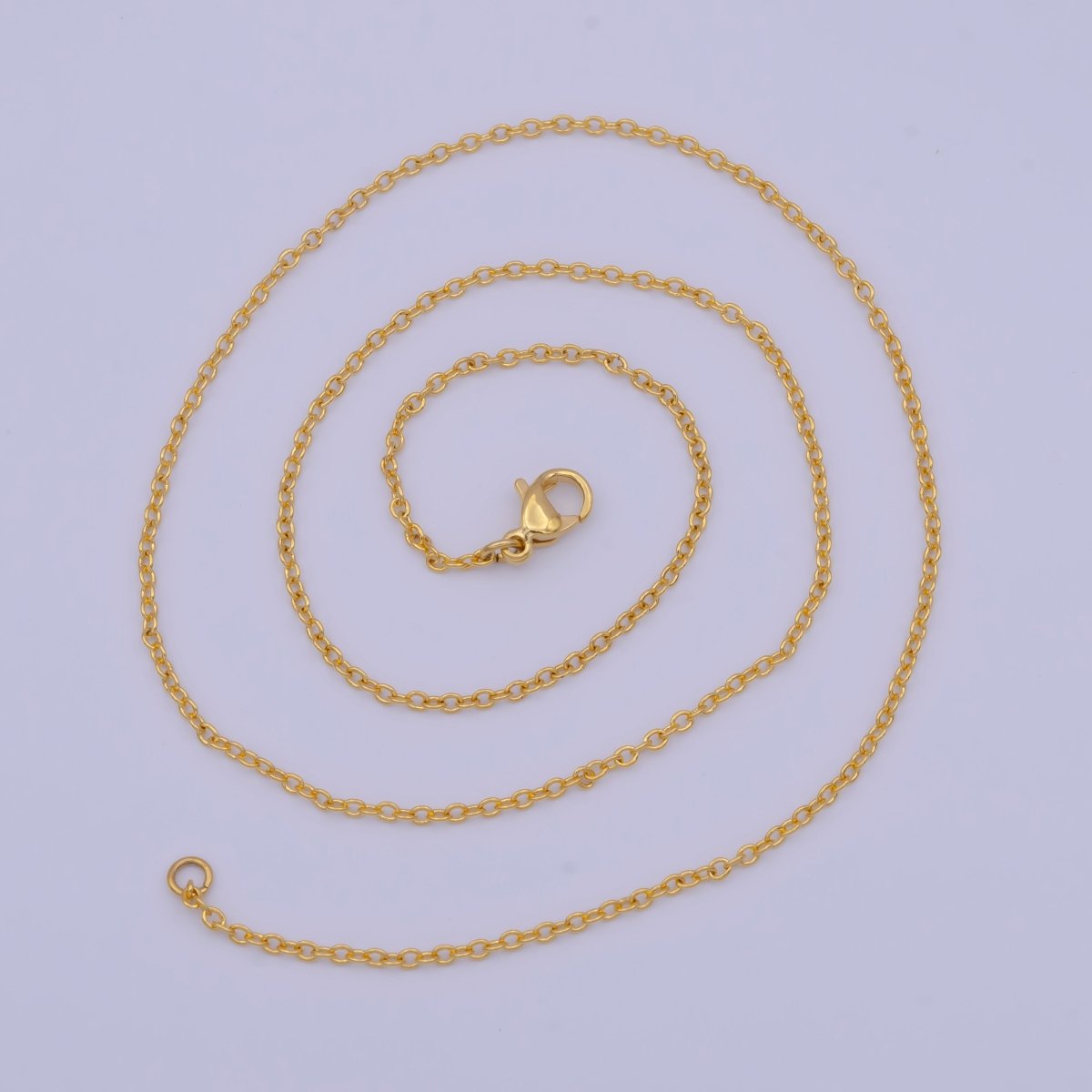 Dainty 24K Gold Filled Cable Chain Necklace Gold Link Chain Necklace Ready to Wear 17.5 Inch | WA-1148 Clearance Pricing - DLUXCA