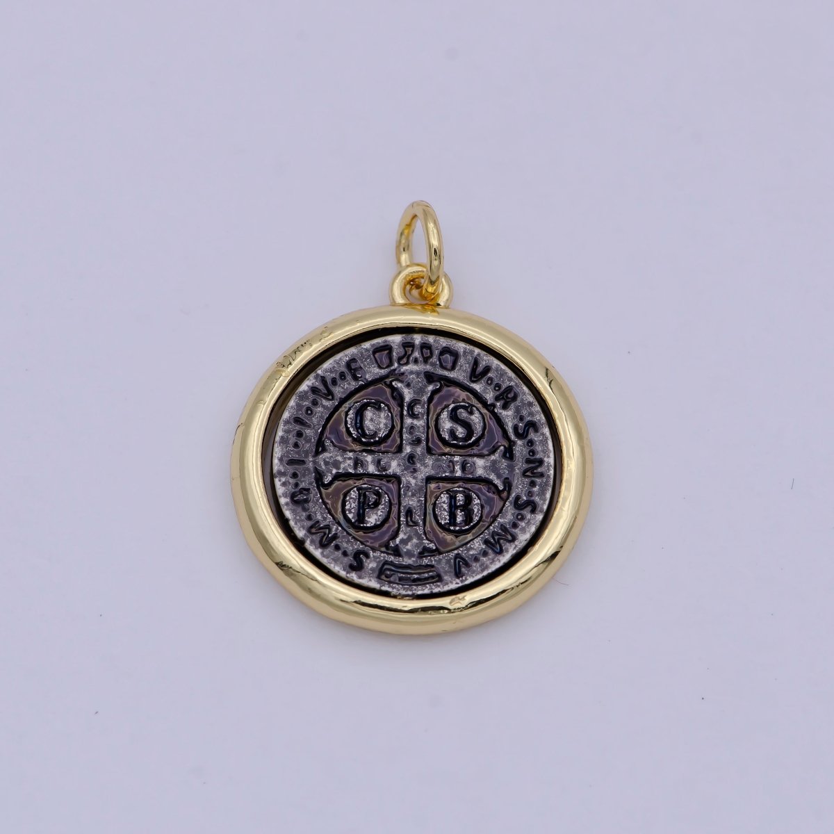 Dainty 24k Gold Filled Coin Saint Benedict Charm Religious Medallion Bracelet Necklace Pendant Earring Findings for Jewelry Making E-123 - DLUXCA