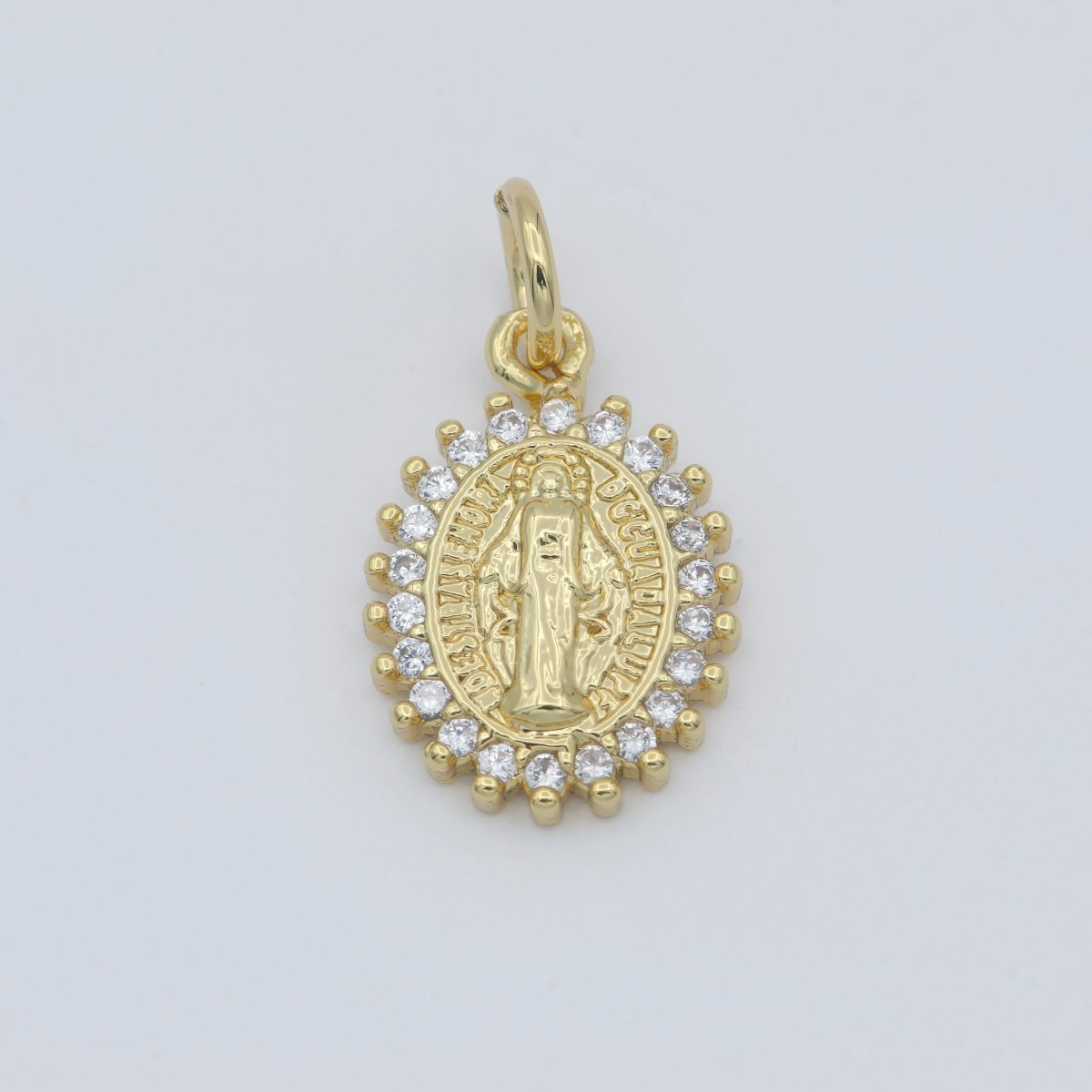Dainty 24K Gold Filled Delicate Virgin Mother Mary Cubic Zirconia Bracelet Necklace Pendant Earring Charm Gift for Woman Jewelry Making, Gold Silver Miraculous Lady M-585 -M-592 - DLUXCA