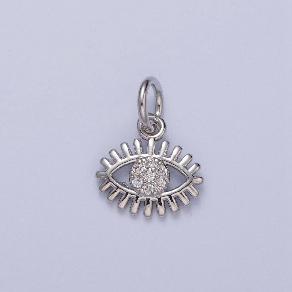 Dainty 24K Gold Filled Evil Eye Charm, Micro Pave Clear CZ Protection Eye of Ra Charm | X-088 X-089 - DLUXCA