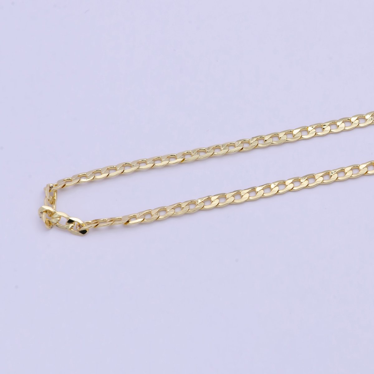 Dainty 24K Gold Filled Flat Curb Chain by Yard, Unfinished Miami Curb Chain For Jewelry Making | ROLL-736 Clearance Pricing - DLUXCA