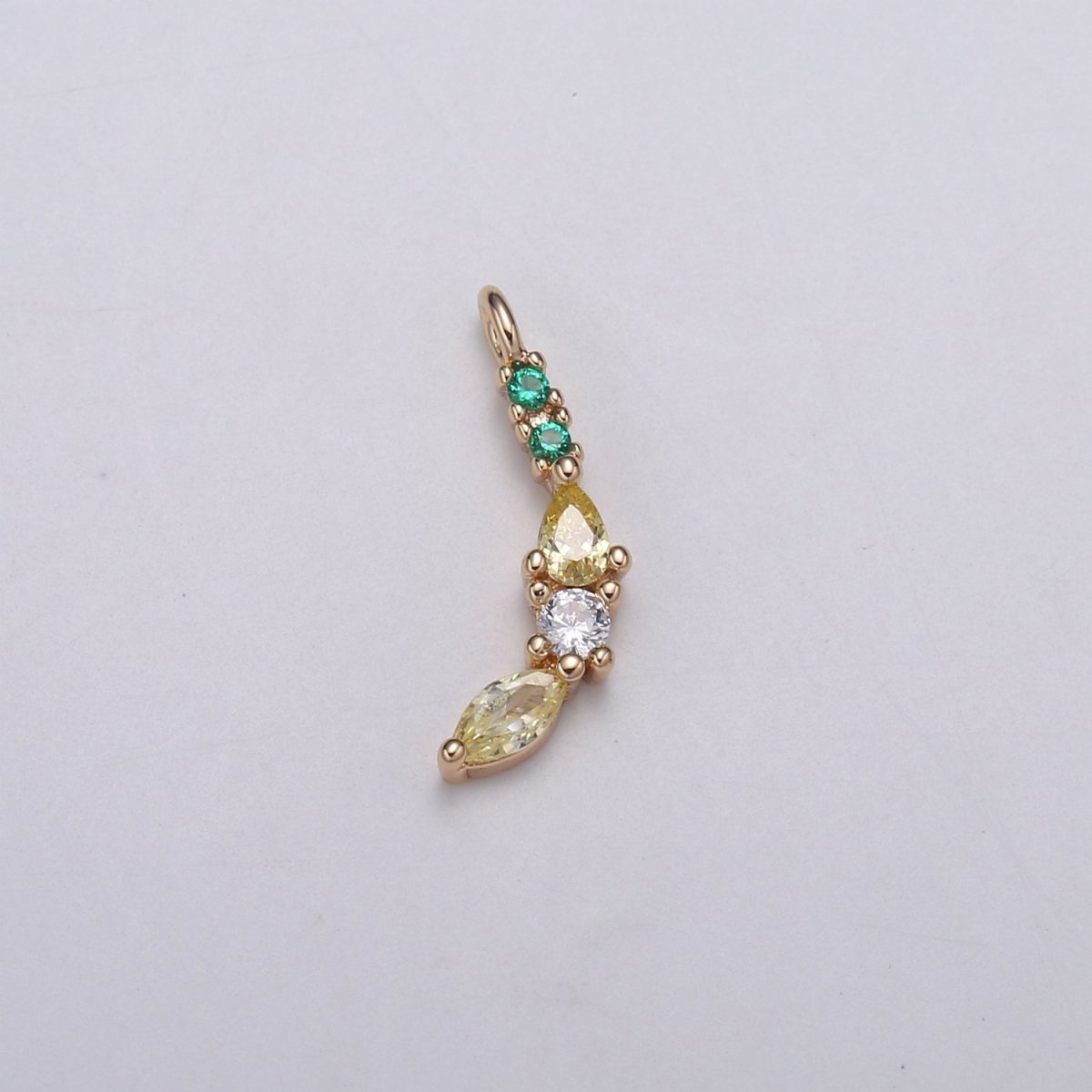 Dainty 24K Gold Filled Green and Yellow Banana Charm Fruit Foodie Jewelry E-182 - DLUXCA