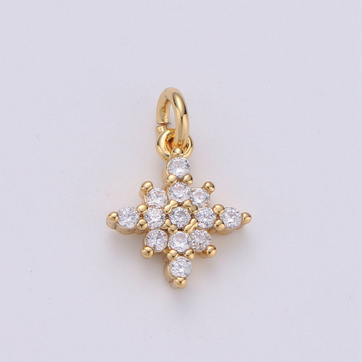 Dainty 24k Gold Filled Micro Pave CZ North Star Pendant Charm, North Star Pendant Charm, Silver Star Pendant, For DIY Jewelry Making, D-463, D-464 - DLUXCA