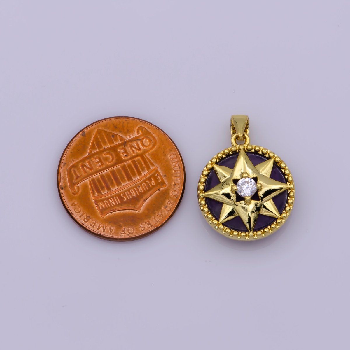 Dainty 24K Gold Filled North Star Charm, Purple Pink Teal Blue Star Coin Pendant For Layer Necklace Earring Bracelet Jewelry Making Supplies I-333 - DLUXCA