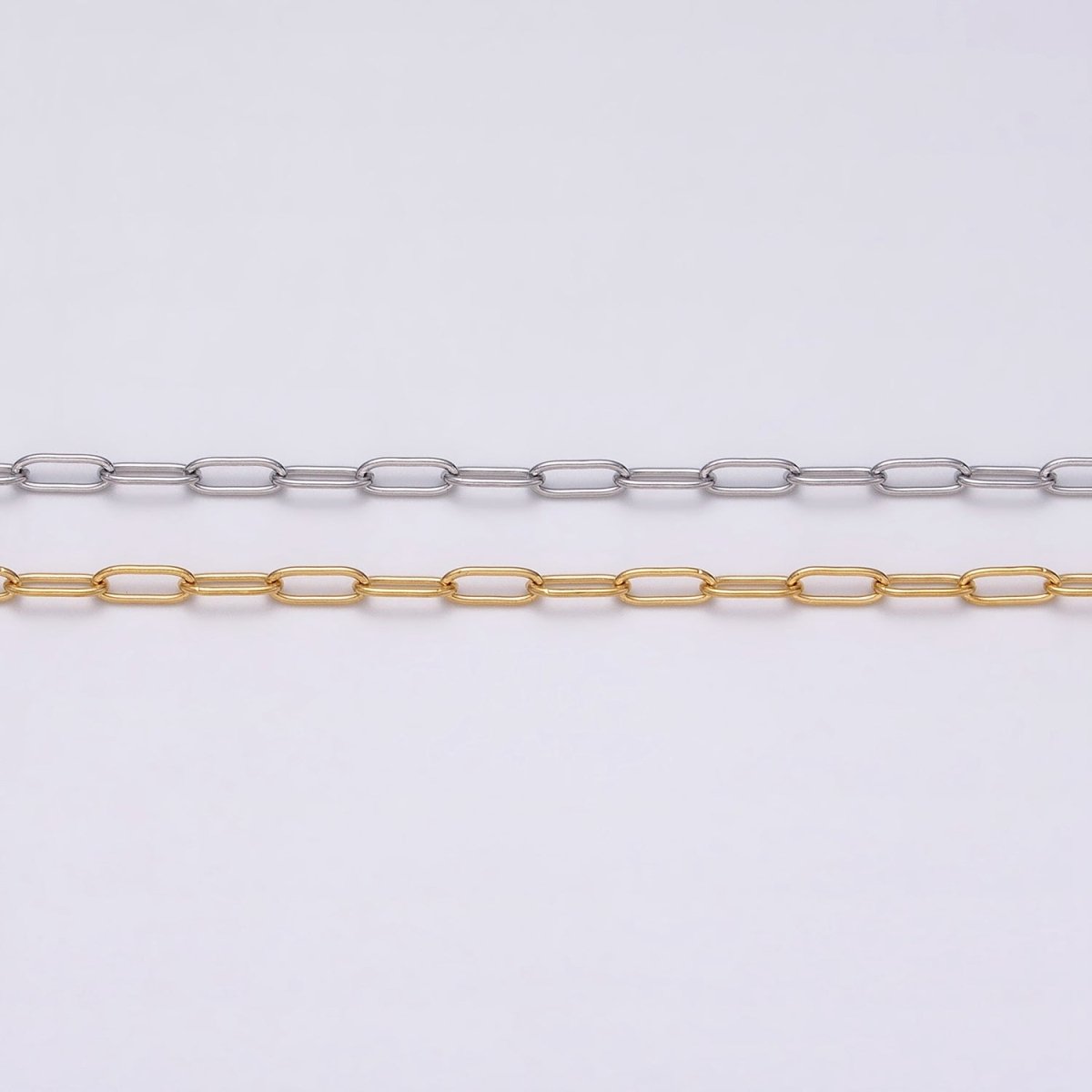 Dainty 24k Gold Filled PaperClip Chain 2.3mm Width Unfinished Chain by Yard | ROLL-1269 ROLL-1270 Clearance Pricing - DLUXCA