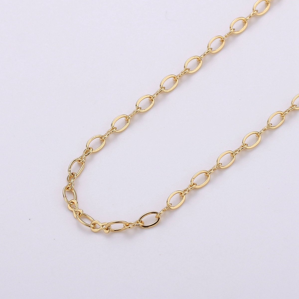 Dainty 24K Gold Filled Rolo Chain, 3x4mm, Sold by the Yard Unfinished Chain for Jewelry Making Supply, CABLE Chain | ROLL-150 Clearance Pricing - DLUXCA