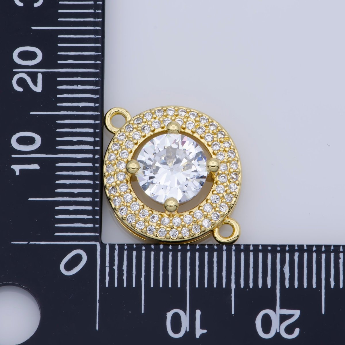 Dainty 24k Gold Filled Round Cubic Connector for Bracelet Necklace Component Micro Pave Bracelet Connector F-339 - DLUXCA