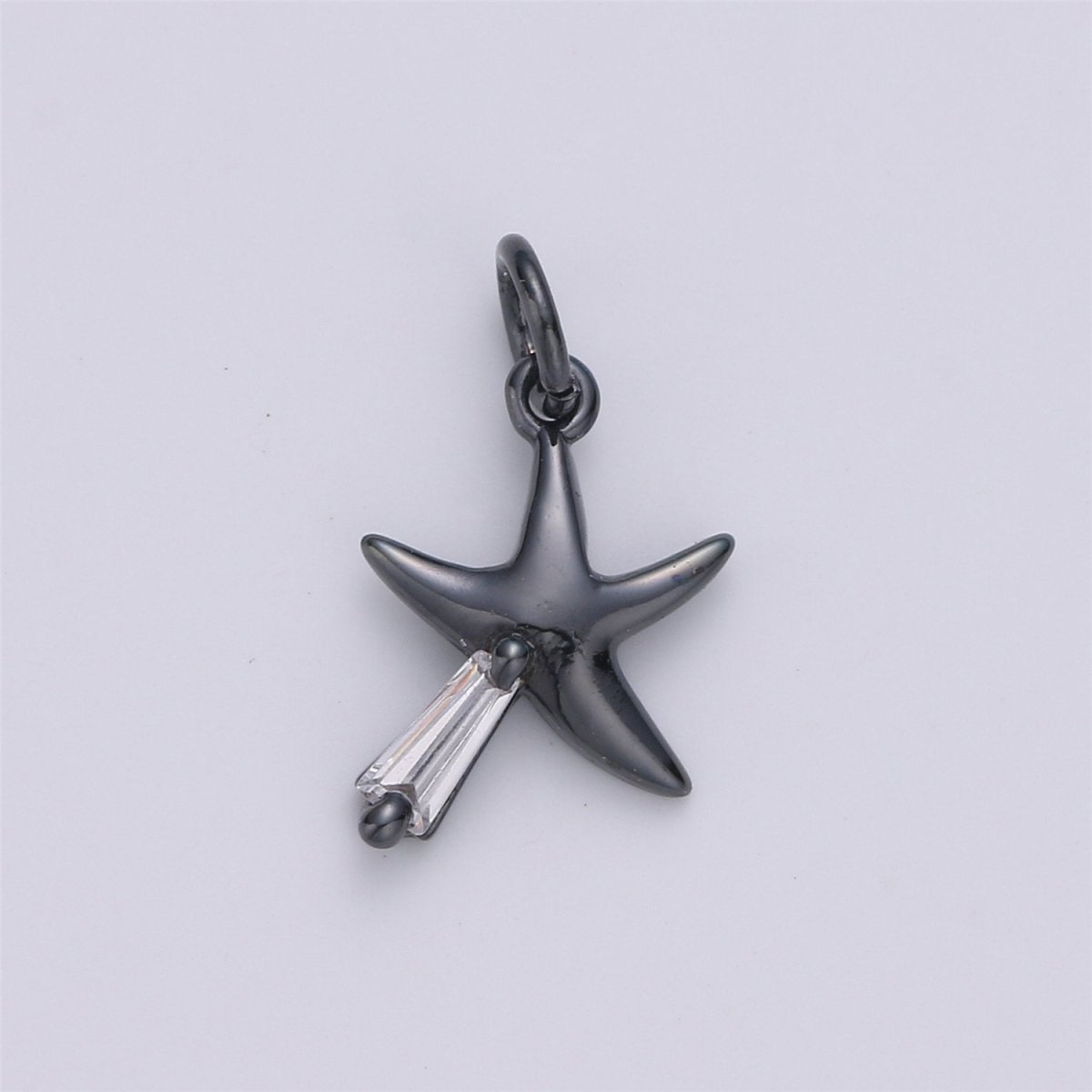 Dainty 24K Gold Filled Star charm 14x9mm CZ Cubic Black Silver Rose Gold Star Fish Pendant Celestial Jewelry Minimalist charm, D-003 TO D-006 - DLUXCA