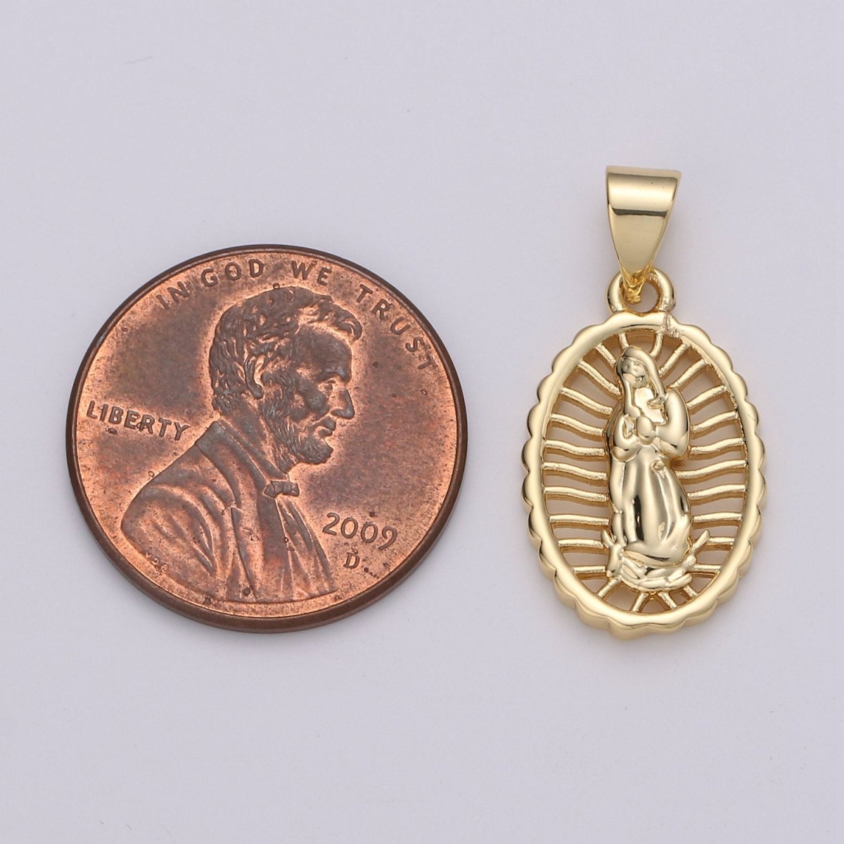 Dainty 24K Gold Filled Virgen de Guadalupe Pendant, Catholic Jewelry, Our Lady of Guadalupe Charm Catholic Religious Jewelry I-801 - DLUXCA