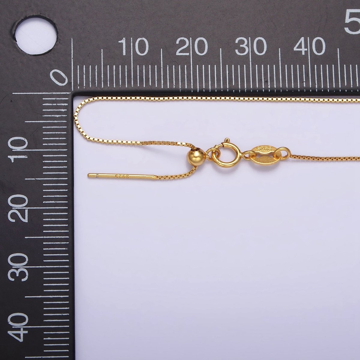 Dainty 24K Gold Vermeil Box Chain Necklace 925 Sterling Silver Necklace Chain w/ Heavy 24K Gold Plated 18 inch | WA-1960 Clearance Pricing - DLUXCA