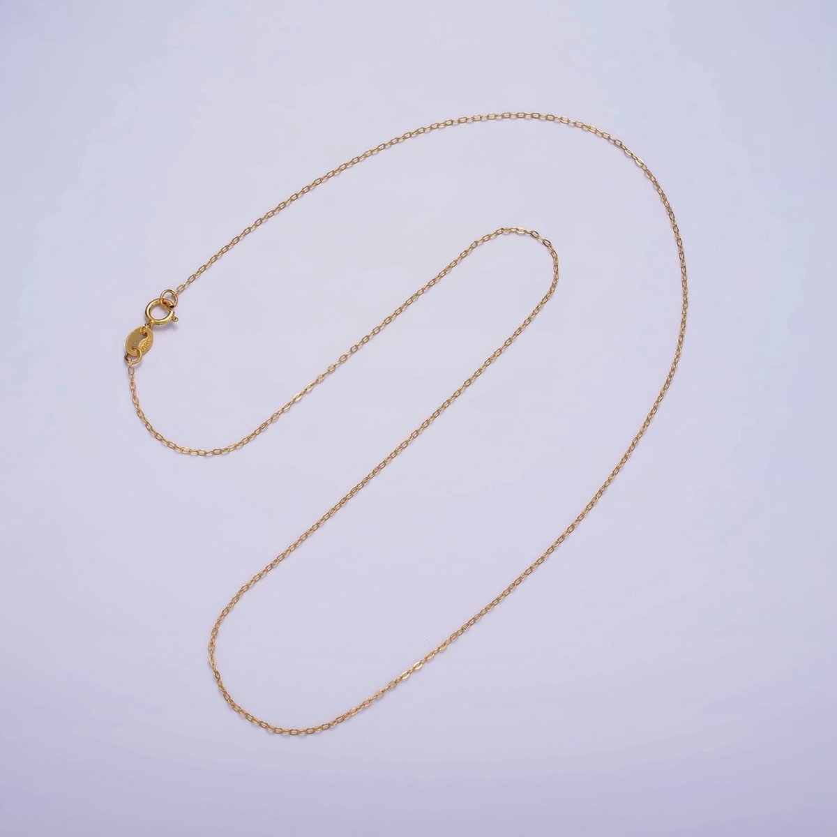 Dainty 24K Gold Vermeil Cable Chain Necklace 925 Sterling Silver Necklace Chain w/ Heavy 24K Gold Plated 15.35 inch | WA-1980 Clearance Pricing - DLUXCA
