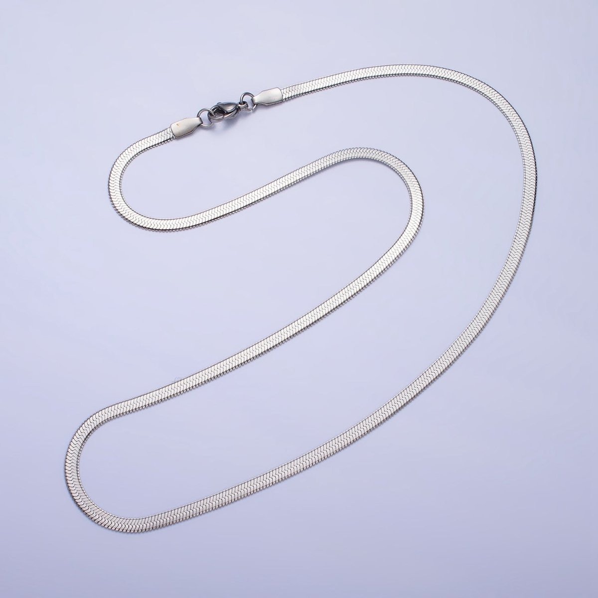Dainty 2.5mm Gold Herringbone Chain Necklace Silver Flat Snake Chain Stainless Steel Chain 18 inch | WA-1552 WA-1553 Clearance Pricing - DLUXCA