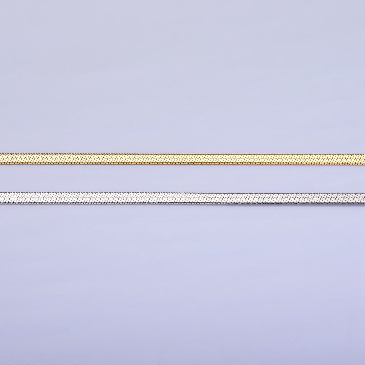 Dainty 2mm Gold Herringbone Chain Necklace Silver Flat Snake Chain Stainless Steel Chain 17.5 inch | WA-1550 WA-1551 - DLUXCA